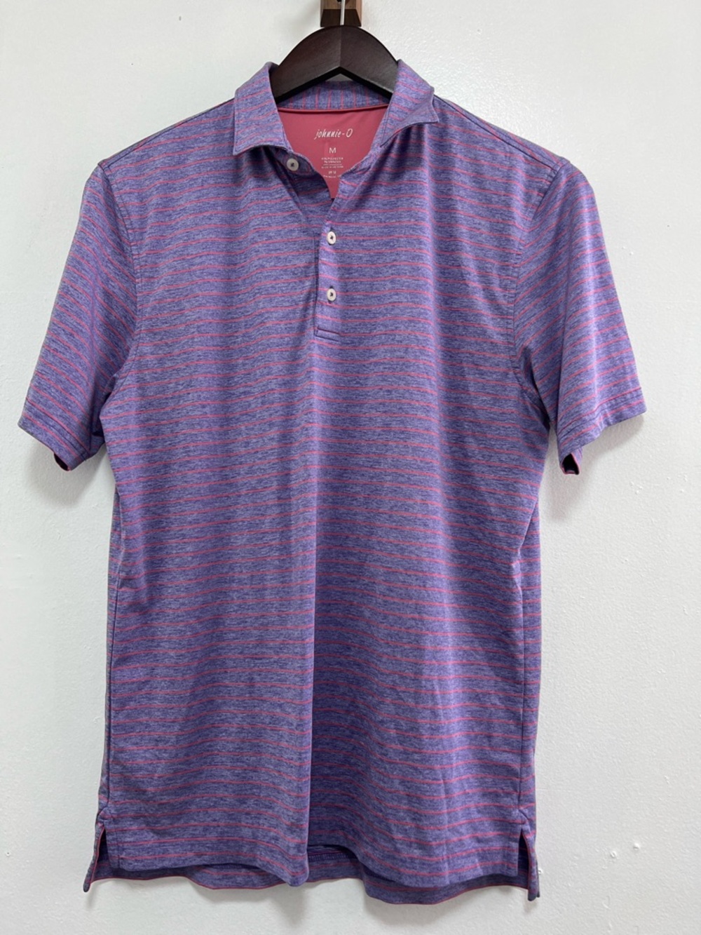 Johnnie-O Newton Mens Purple Striped Jersey Performance Polo
